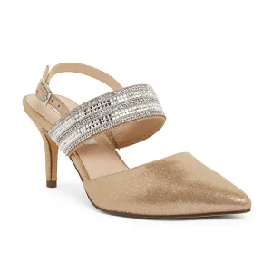 Treena Heel in Taupe Fabric