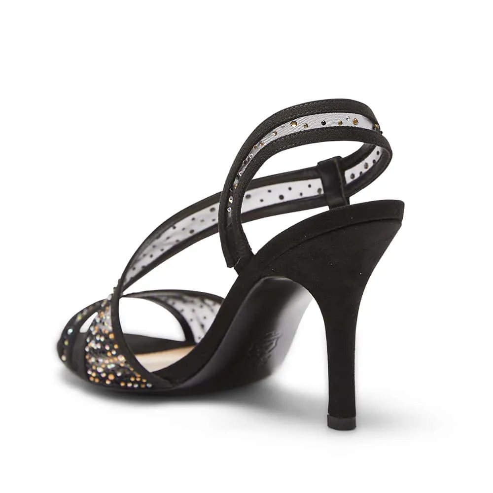 Valeda Heel in Black Glam Suede