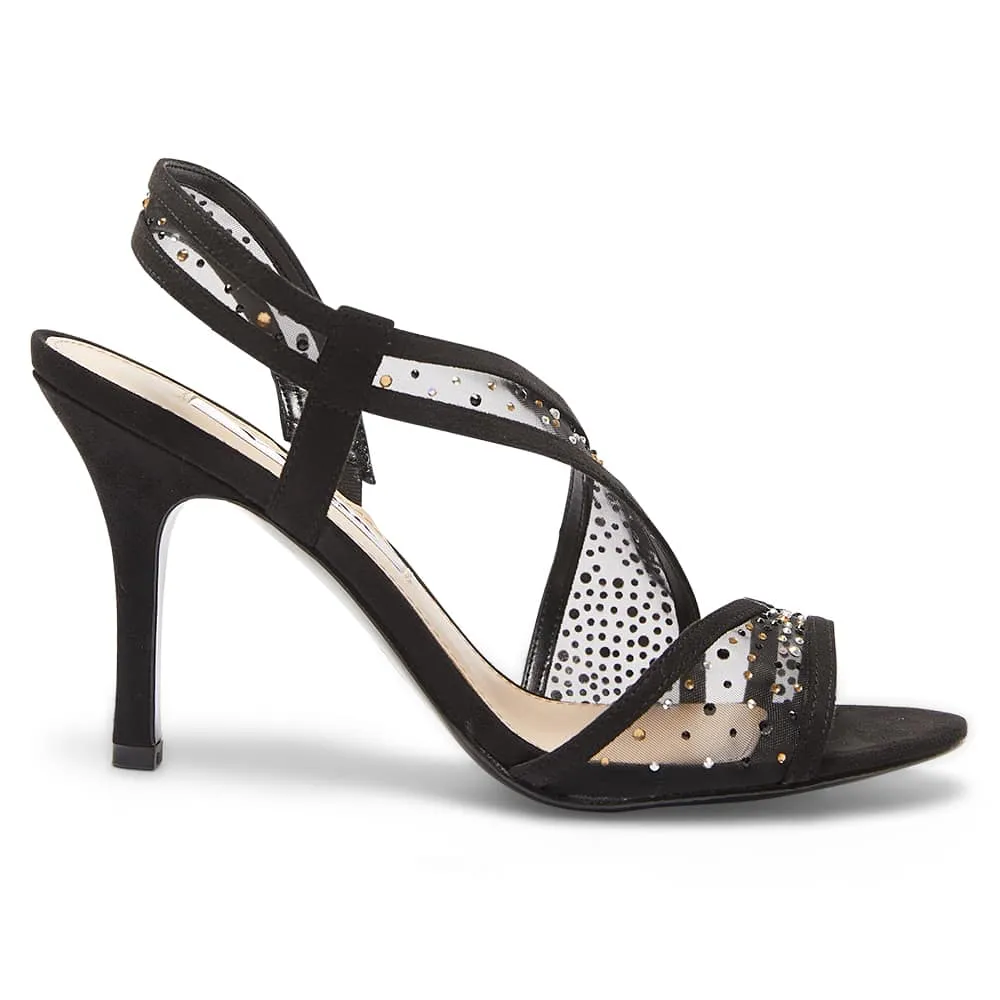 Valeda Heel in Black Glam Suede