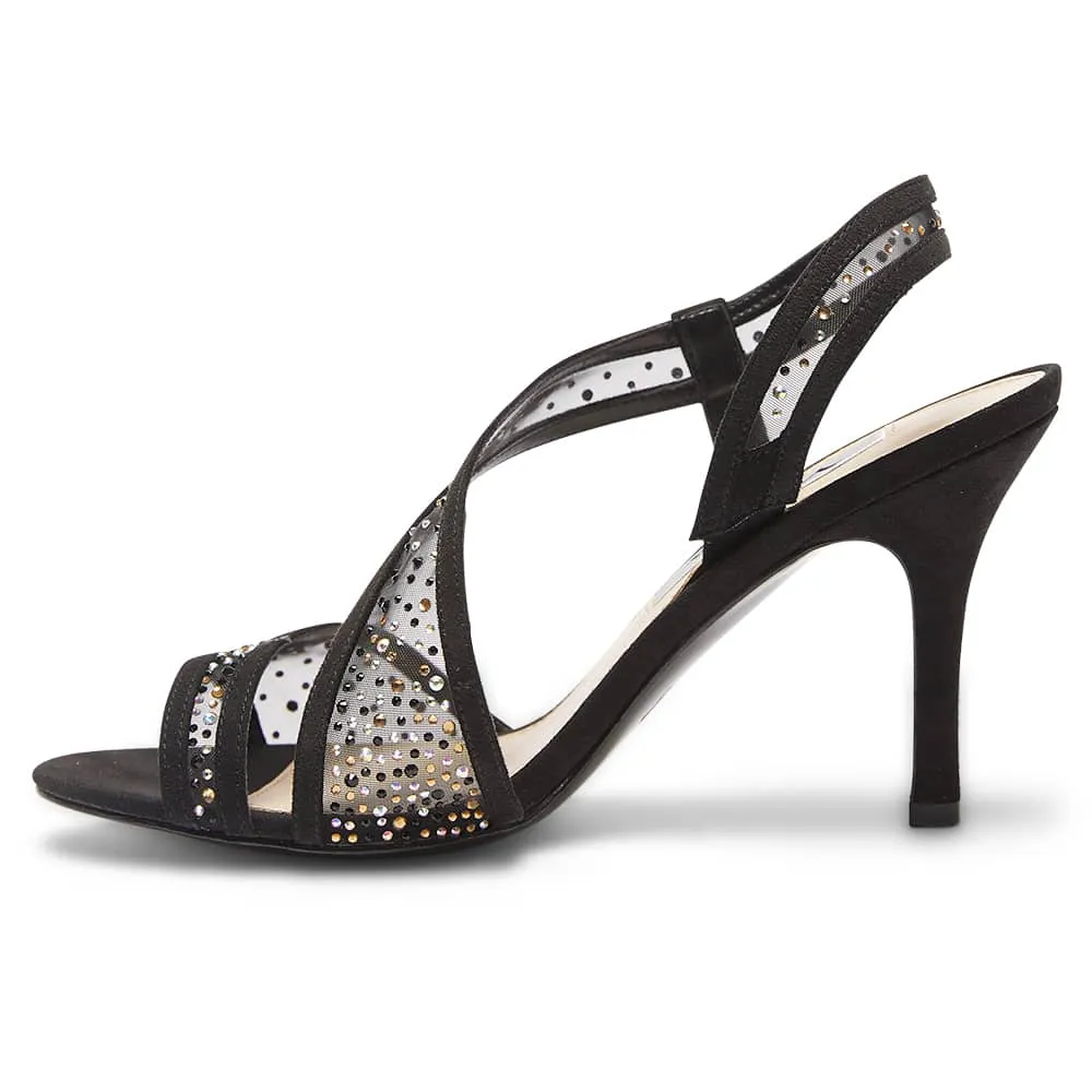 Valeda Heel in Black Glam Suede