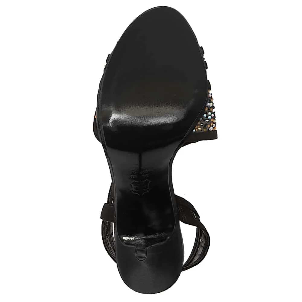 Valeda Heel in Black Glam Suede
