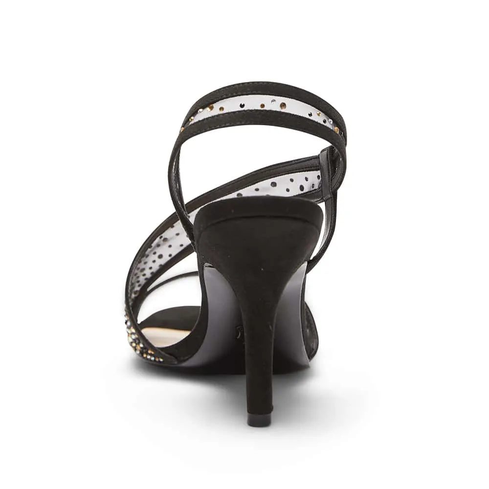 Valeda Heel in Black Glam Suede