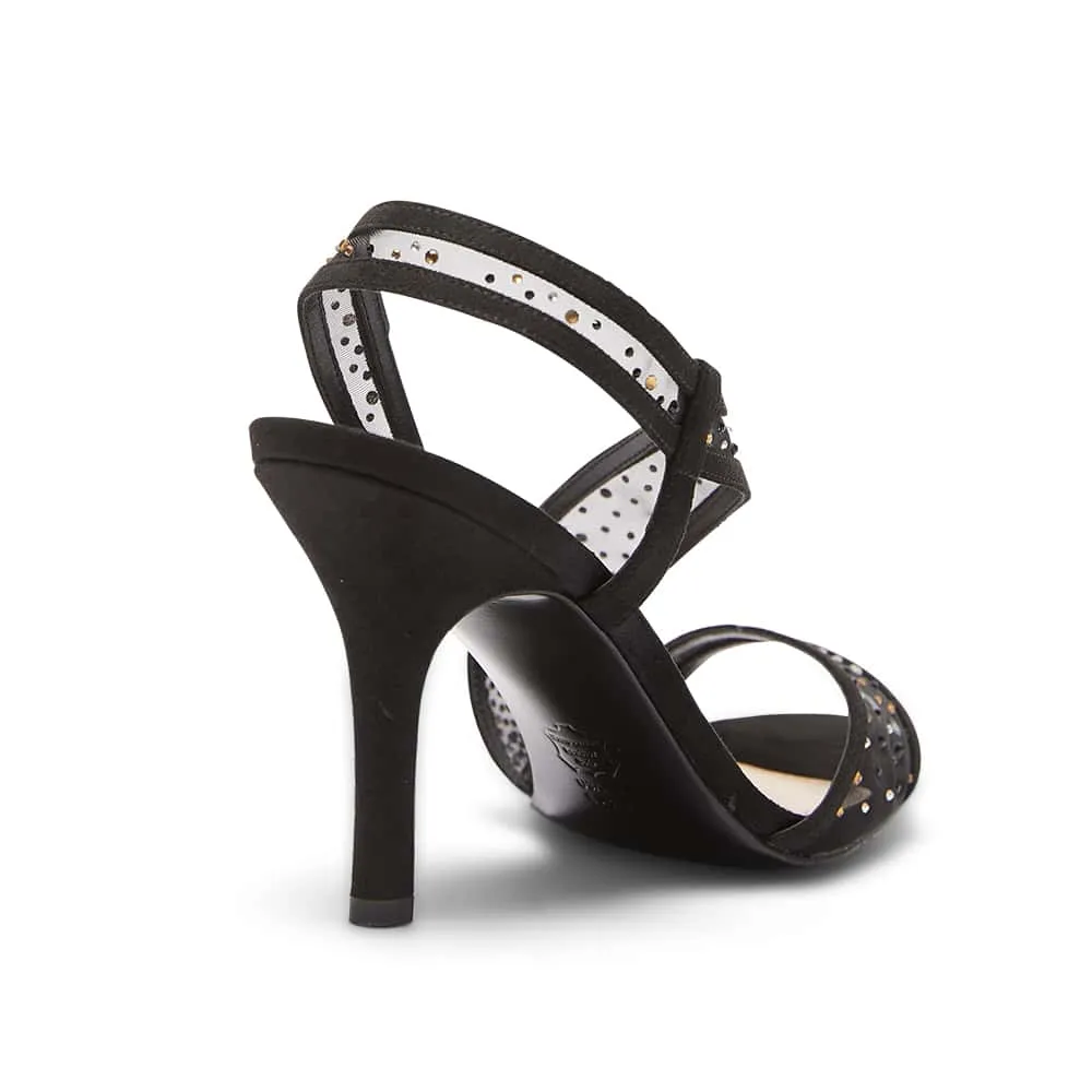 Valeda Heel in Black Glam Suede