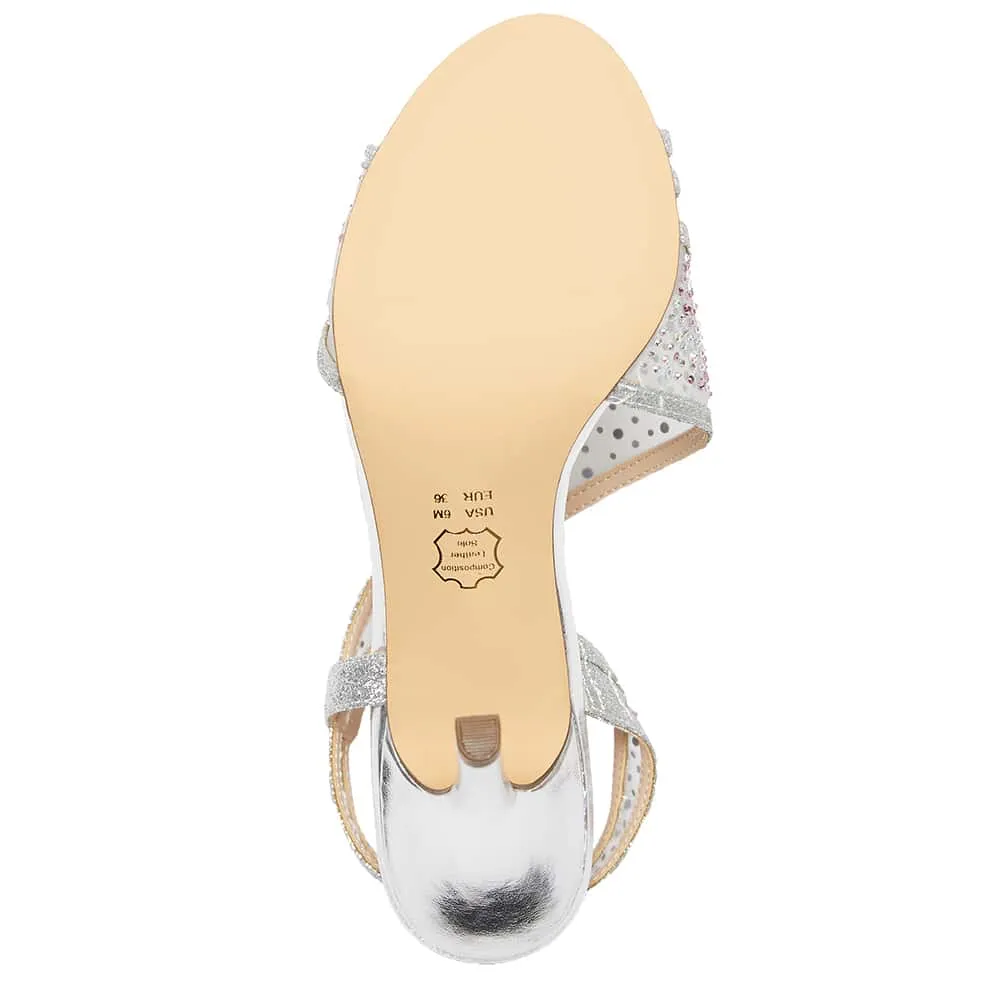 Valeda Heel in Silver Satin