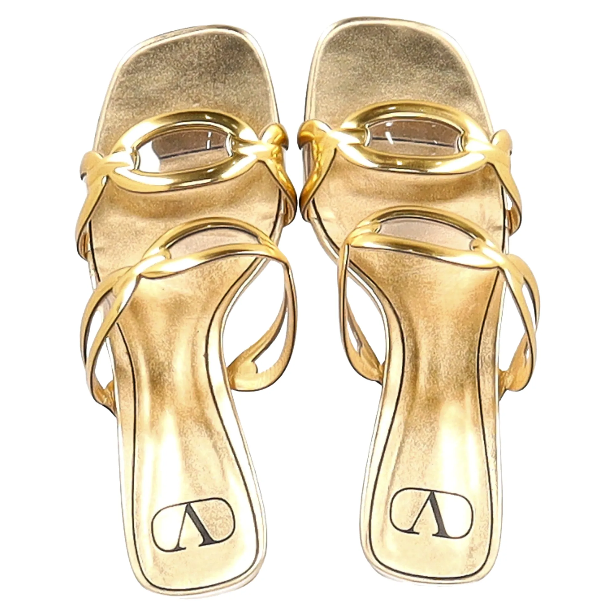 Valentino Chain 1967 110mm Mules in Gold Leather
