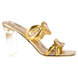 Valentino Chain 1967 110mm Mules in Gold Leather