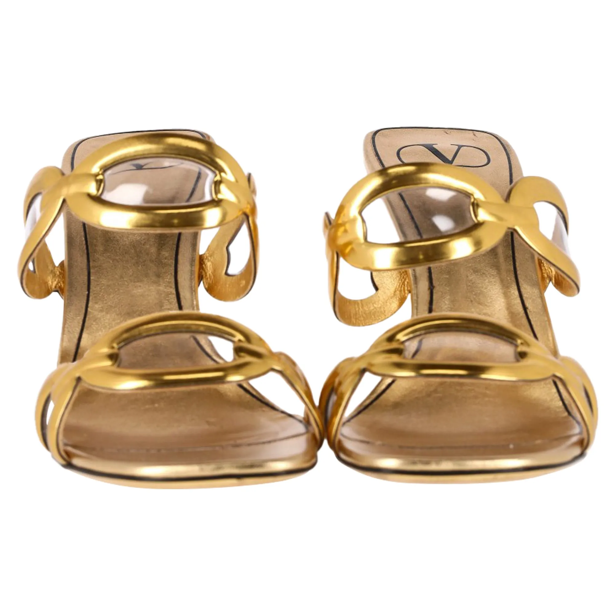 Valentino Chain 1967 110mm Mules in Gold Leather