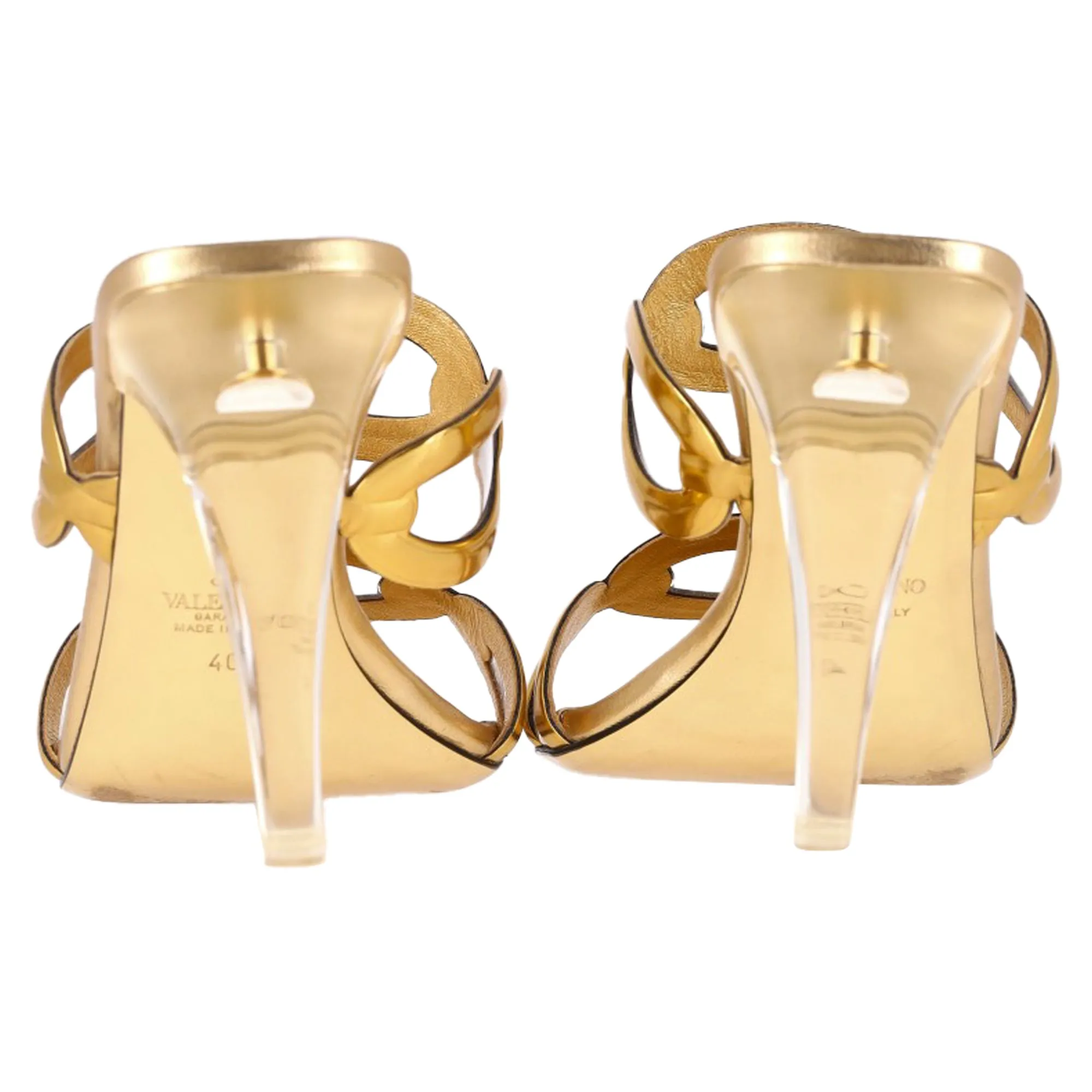 Valentino Chain 1967 110mm Mules in Gold Leather