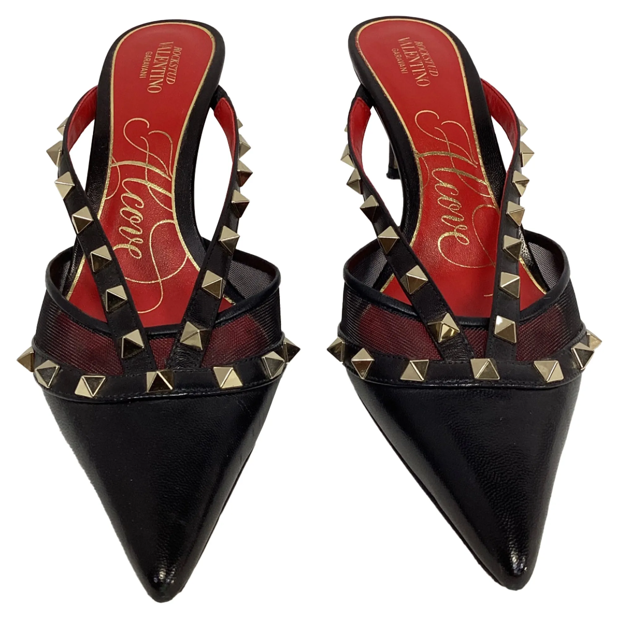 Valentino Garavani Rockstud Alcove Mules in Black Leather