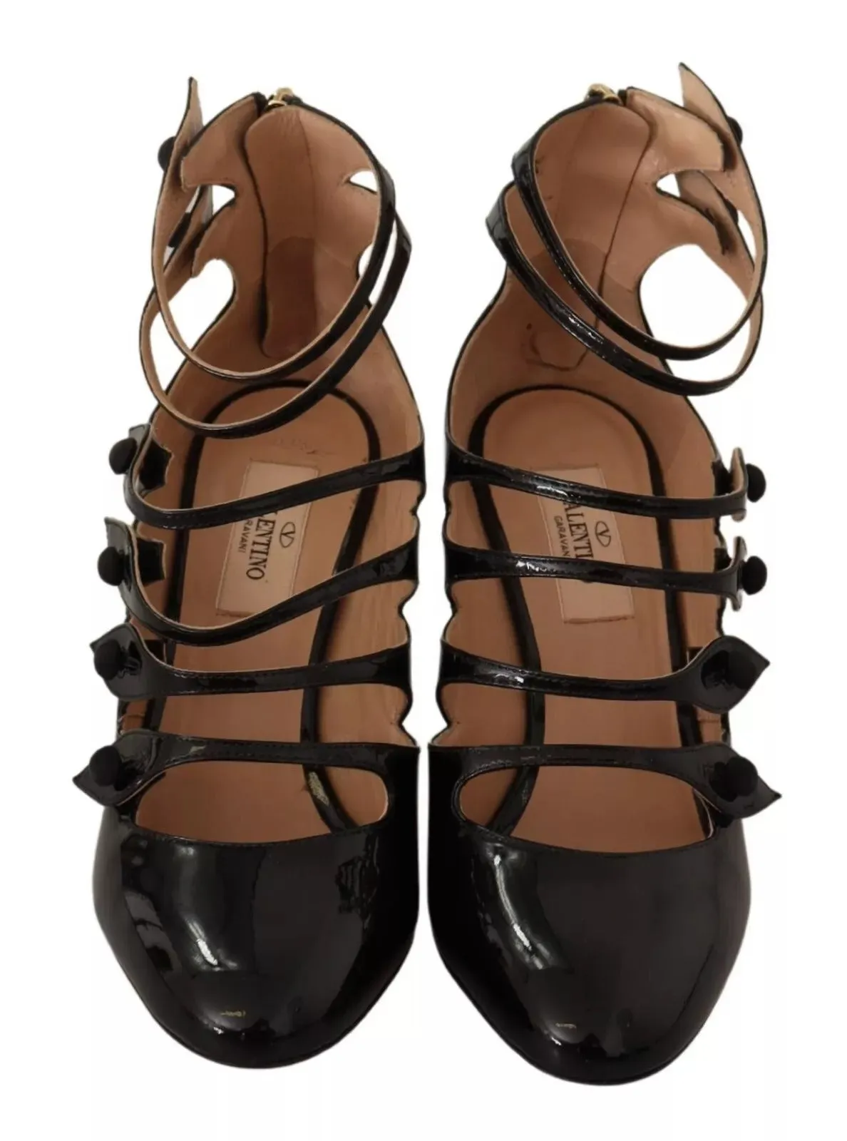 Valentino multi Strap Leather Mid Heels Pumps Women's Shoes (Pre-Owned)