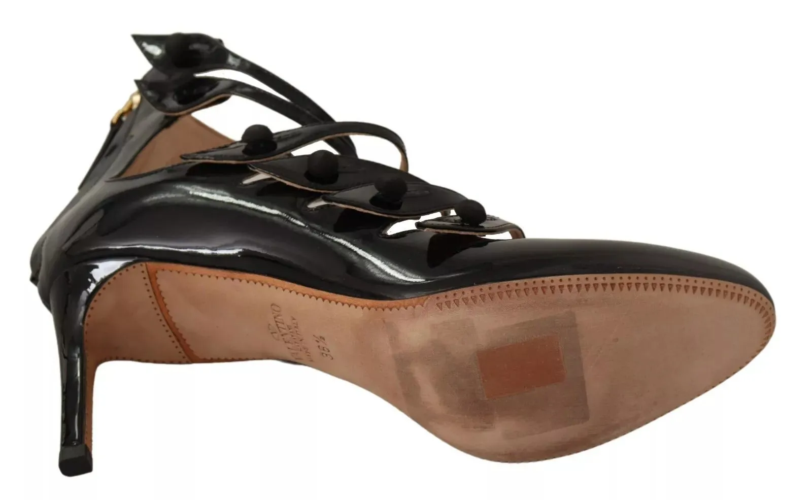 Valentino multi Strap Leather Mid Heels Pumps Women's Shoes (Pre-Owned)