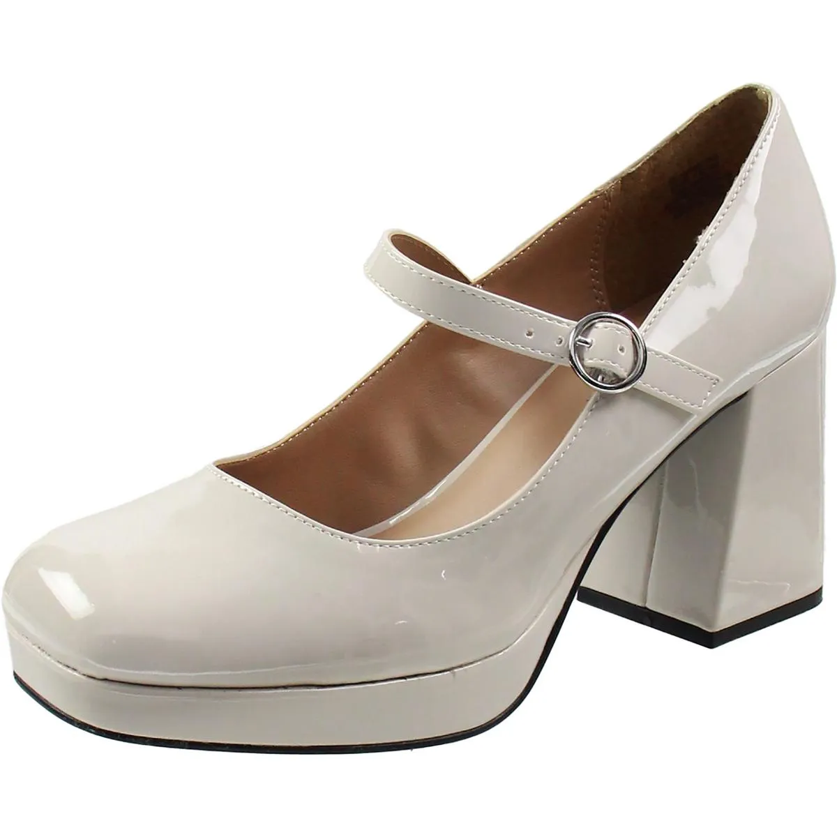 Vaneciaa Womens Buckle Patent Mary Jane Heels
