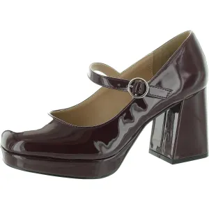 Vaneciaa Womens Buckle Patent Mary Jane Heels