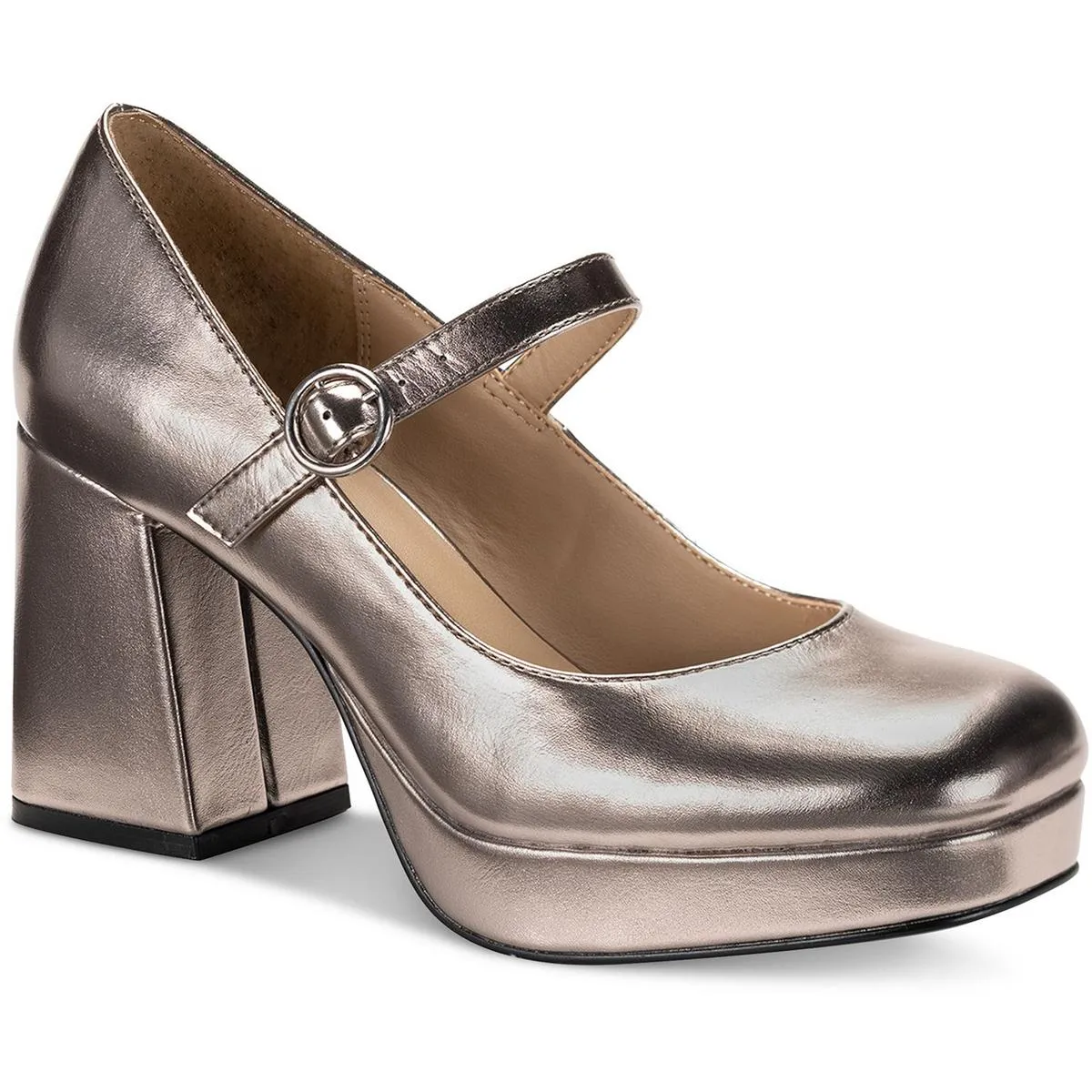 Vaneciaa Womens Buckle Patent Mary Jane Heels