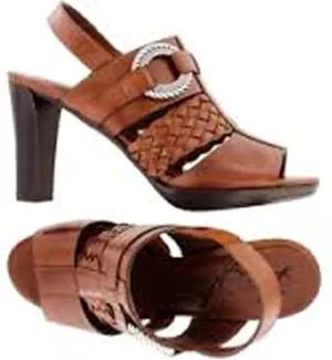 Venti Carmel Leather Open Toe Shoe