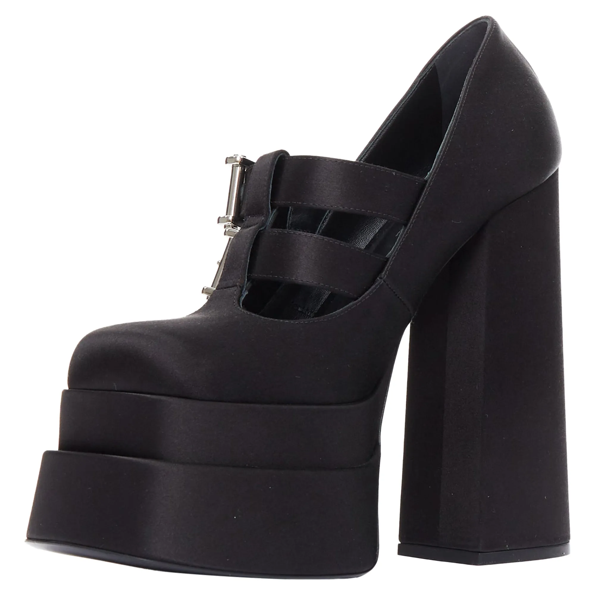 Versace aevitas satin bondage buckle double platform