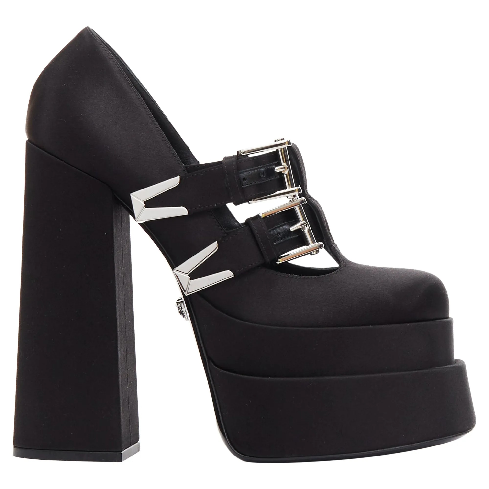 Versace aevitas satin bondage buckle double platform