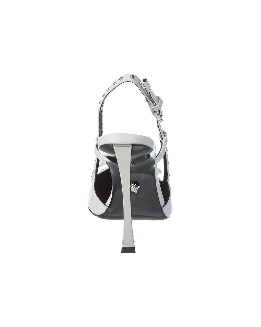 Versace Laced Pin-Point Leather Slingback Pump