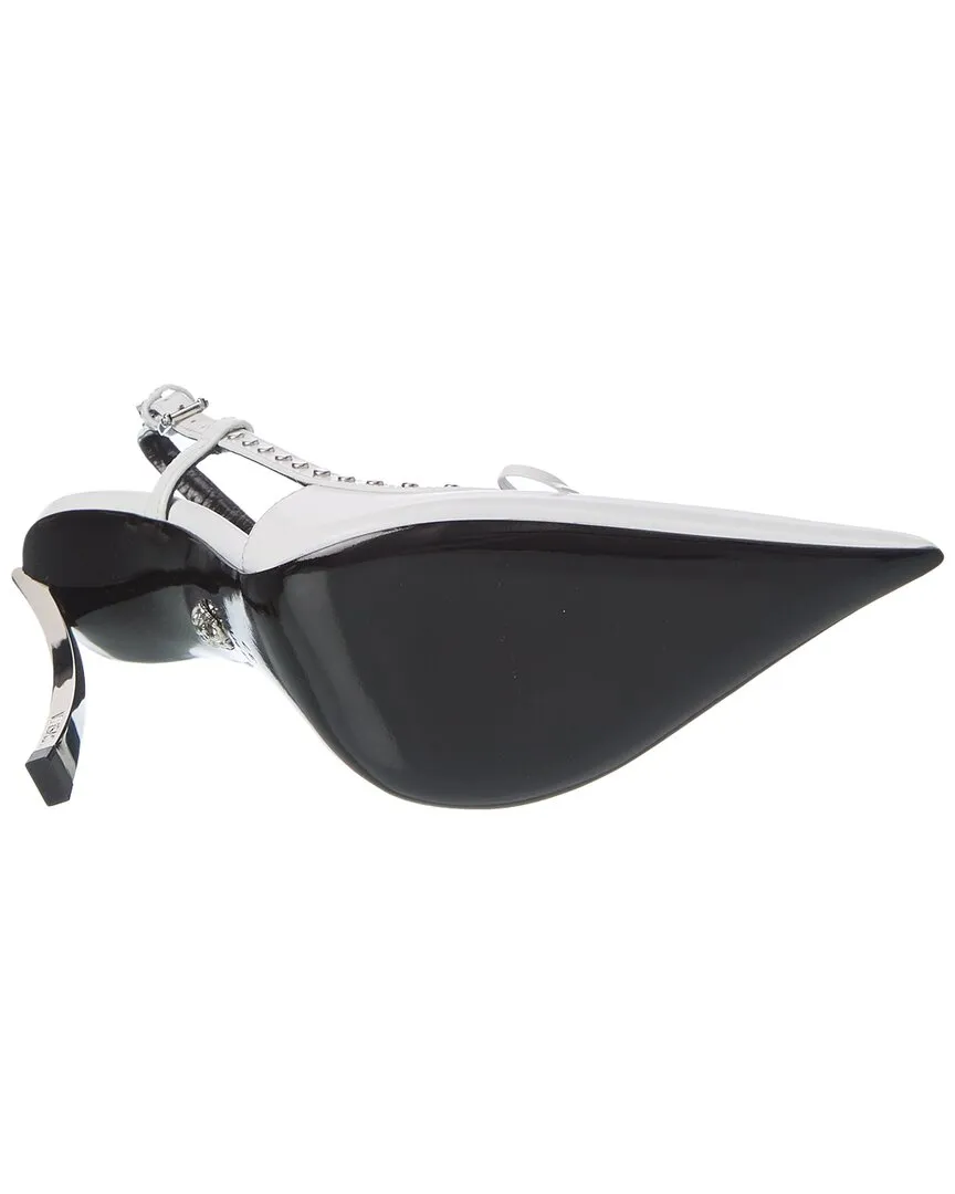 Versace Laced Pin-Point Leather Slingback Pump