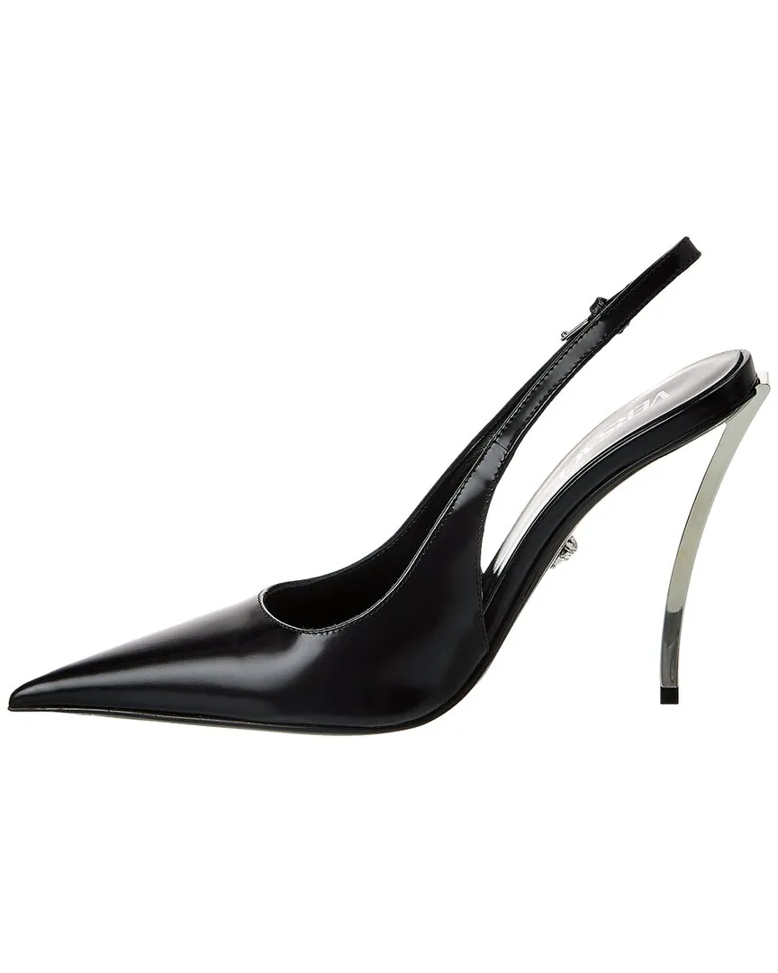 Versace Pin-Point Leather Slingback Pump