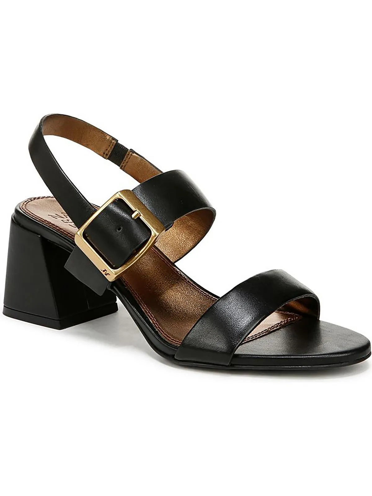 Vicky Womens Leather Block Heel Slingback Heels