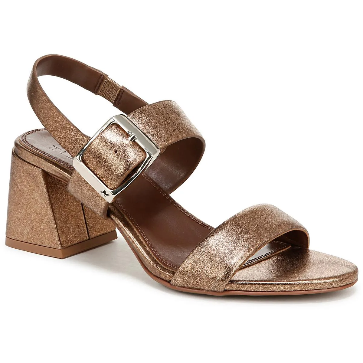 Vicky Womens Leather Block Heel Slingback Heels