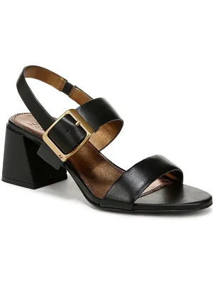 Vicky Womens Leather Block Heel Slingback Heels