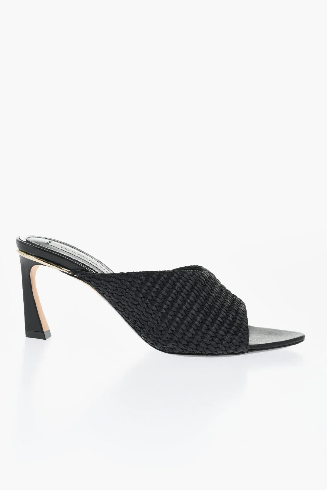 Victoria Beckham Raffia Avon Mules With Golden Detail 7,5Cm