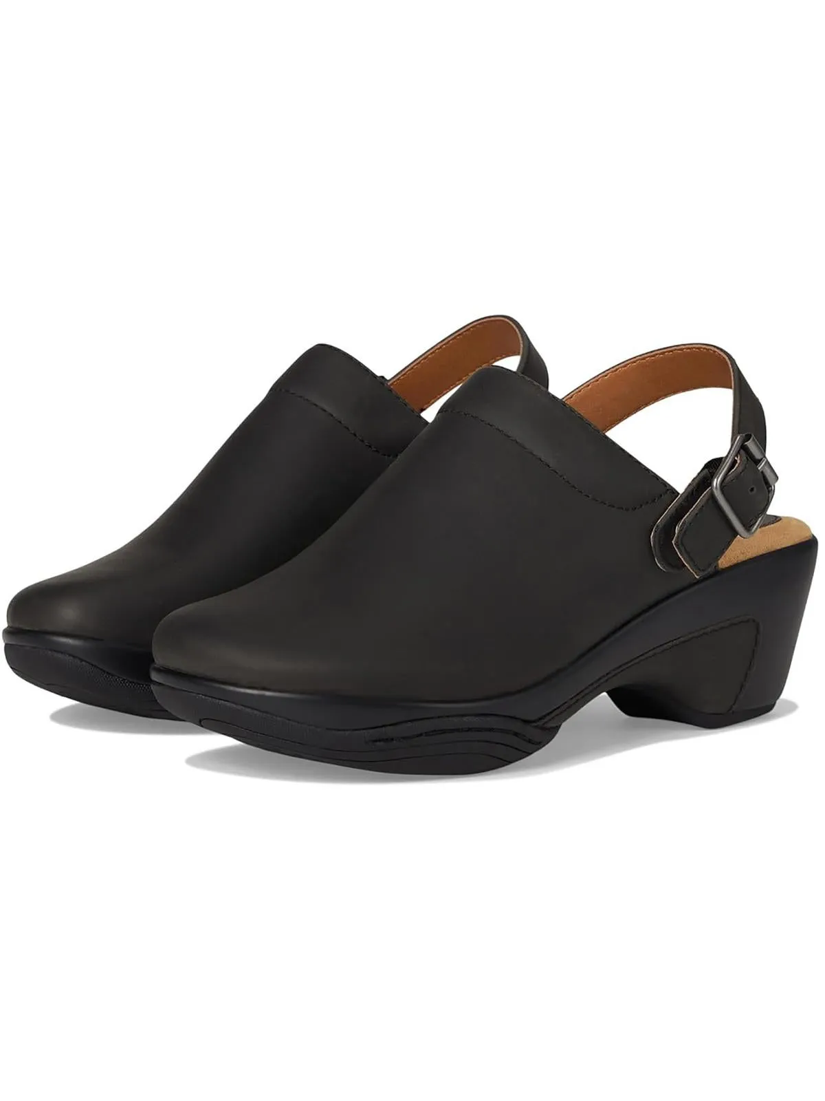 Viewable Womens Buckle Faux Leather Slingback Heels