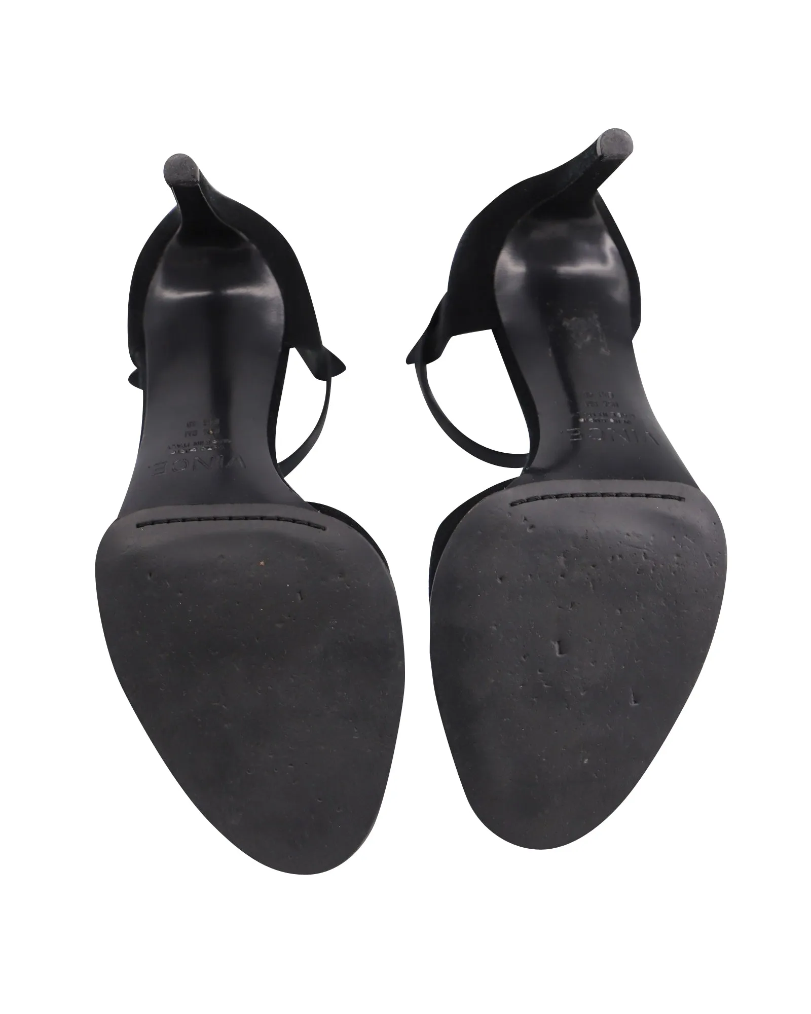 Vince Ankle Strap Open-toe Heels in Black Suede