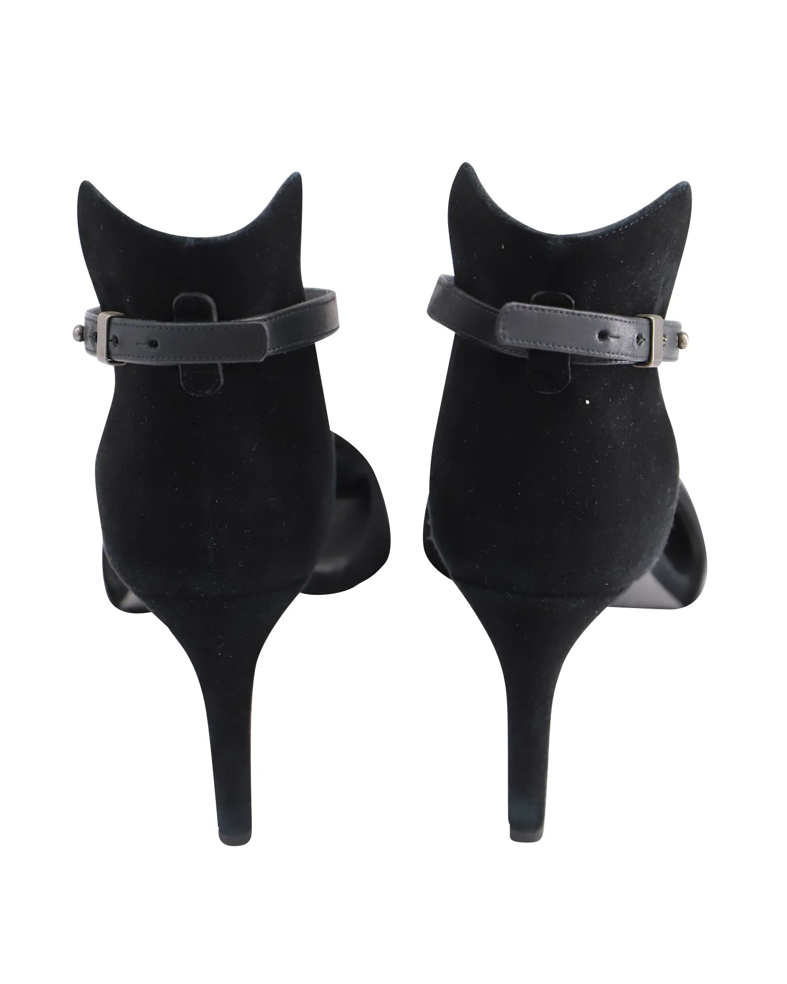 Vince Ankle Strap Open-toe Heels in Black Suede