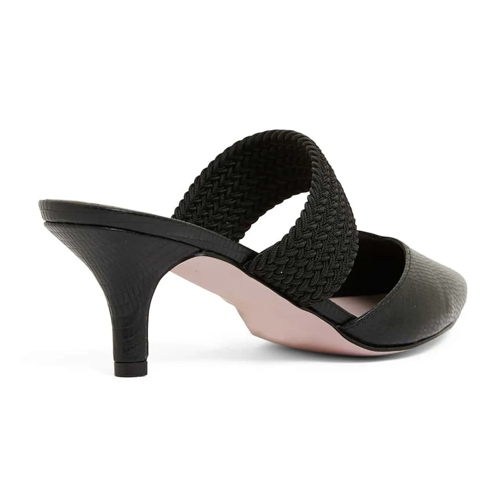 Vixen Heel in Black Leather