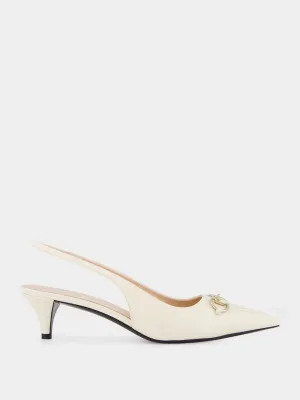 White Horsebit Slingback 45mm Pump