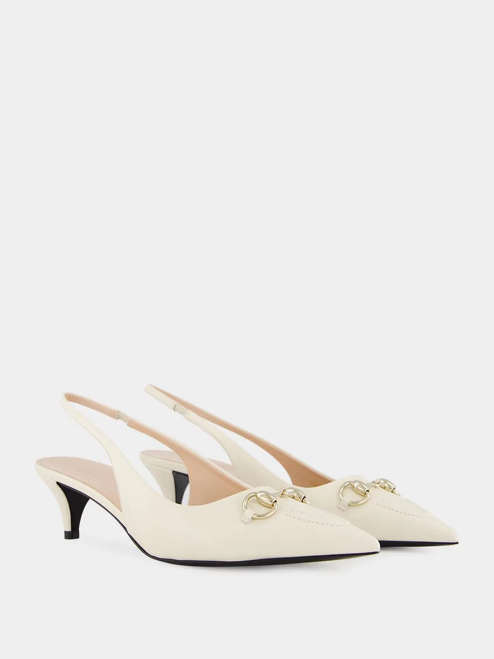 White Horsebit Slingback 45mm Pump