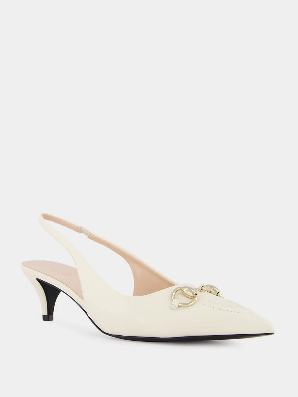 White Horsebit Slingback 45mm Pump