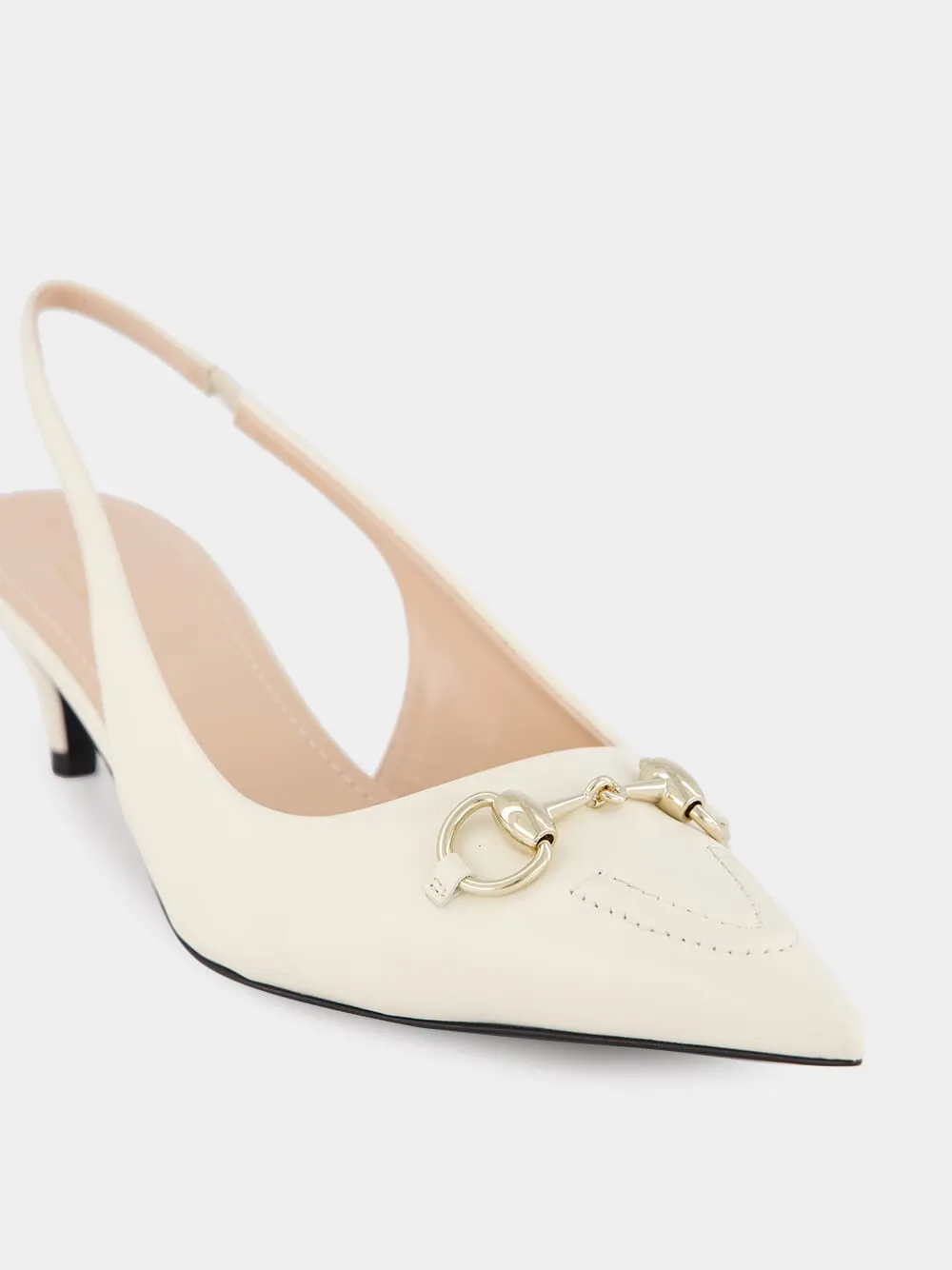 White Horsebit Slingback 45mm Pump