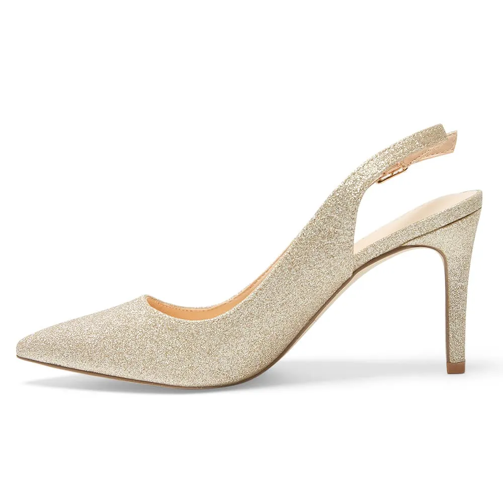 Whiz Heel in Gold Glitter