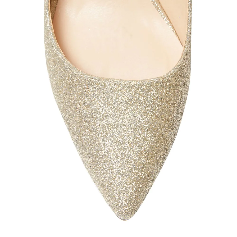 Whiz Heel in Gold Glitter