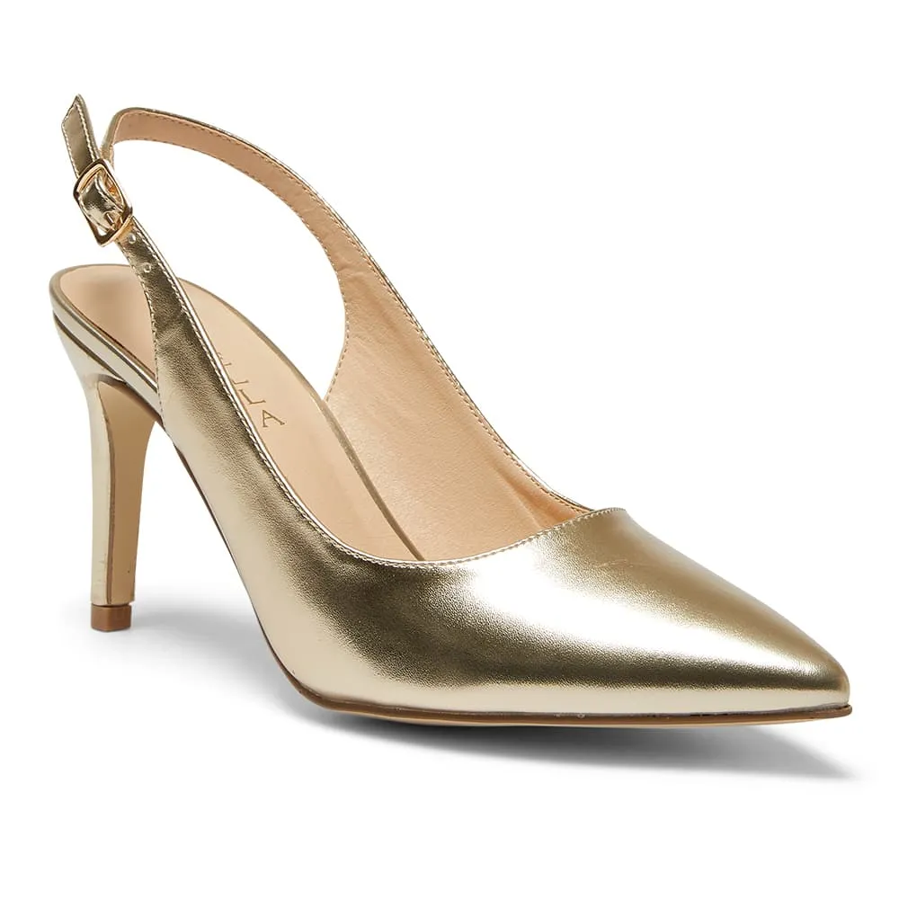 Whiz Heel in Gold Metallic