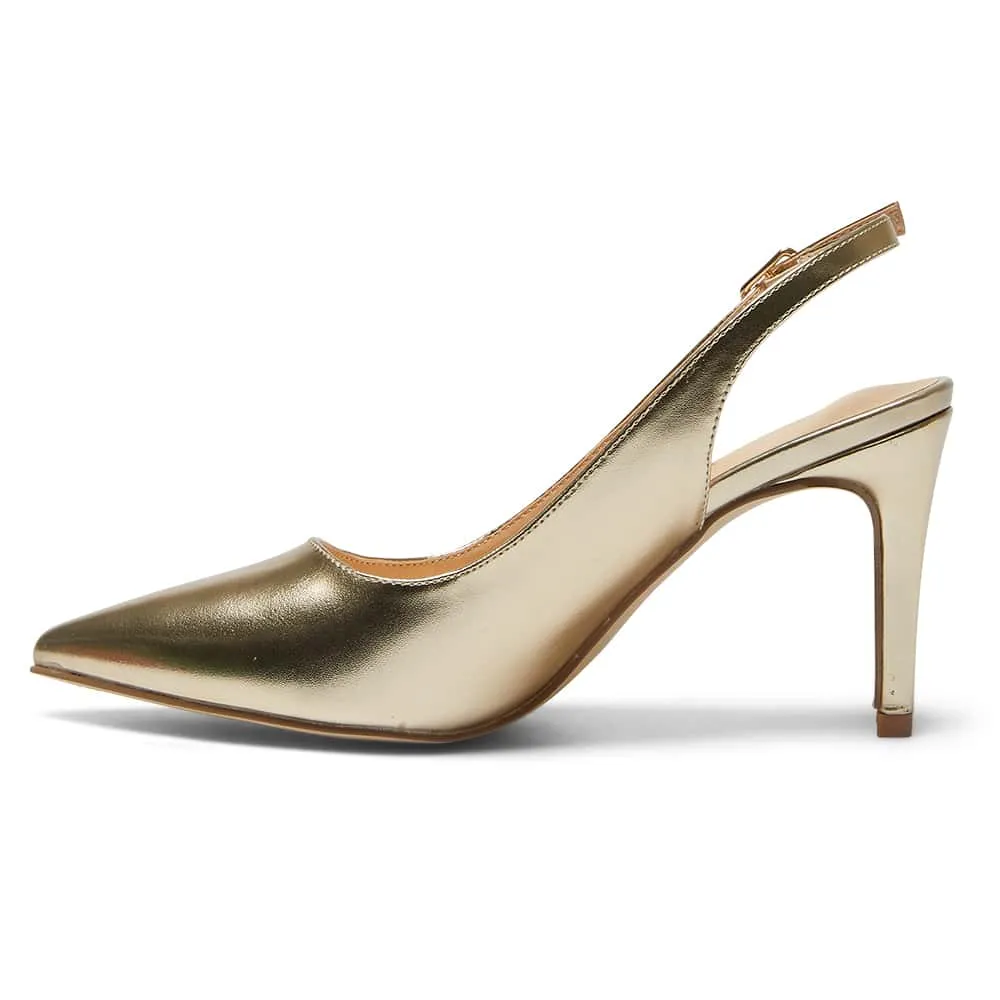 Whiz Heel in Gold Metallic