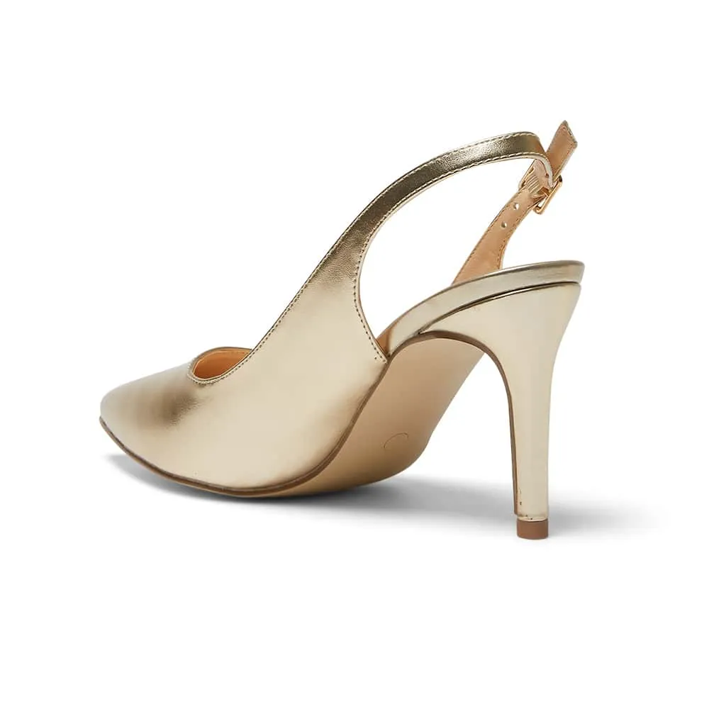 Whiz Heel in Gold Metallic