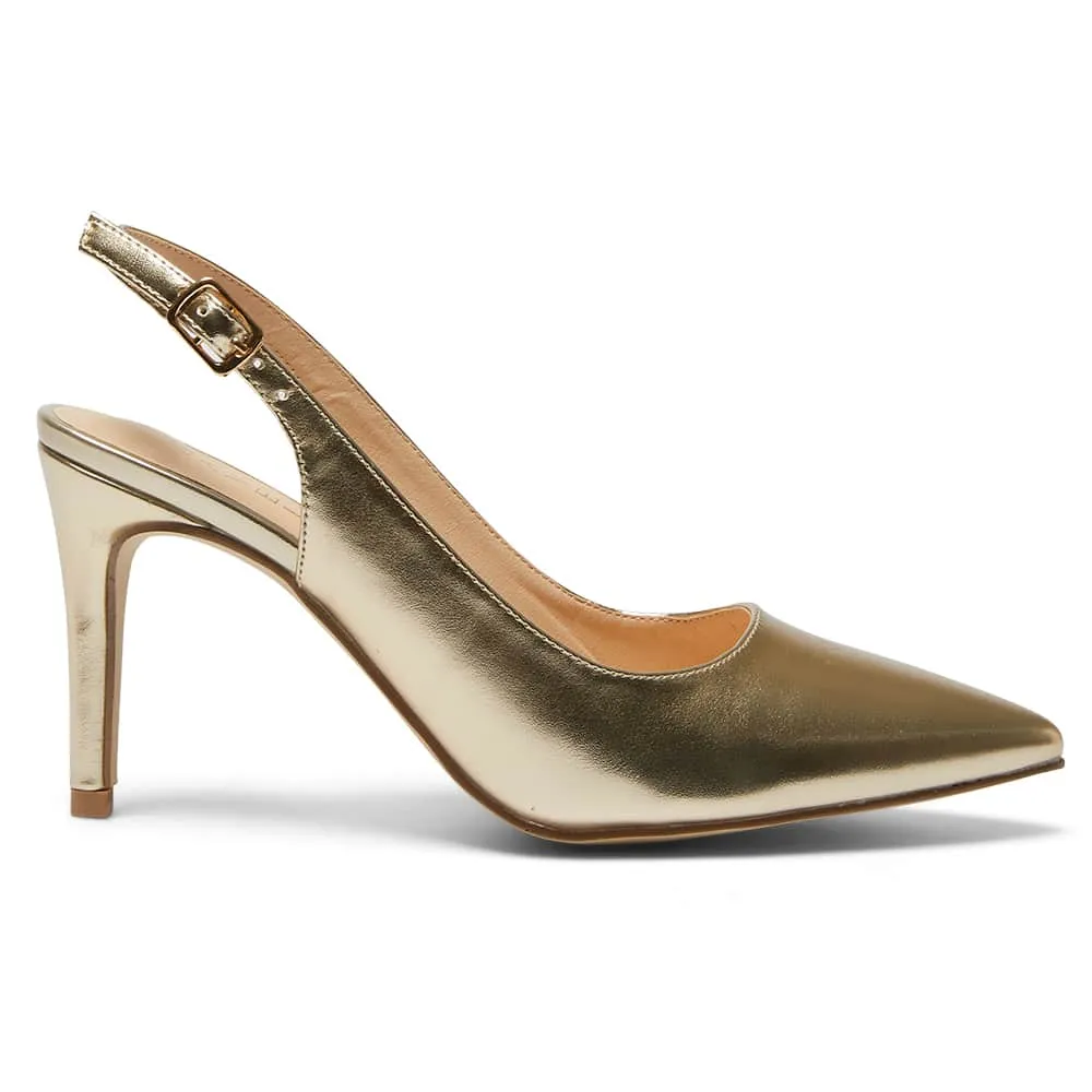 Whiz Heel in Gold Metallic