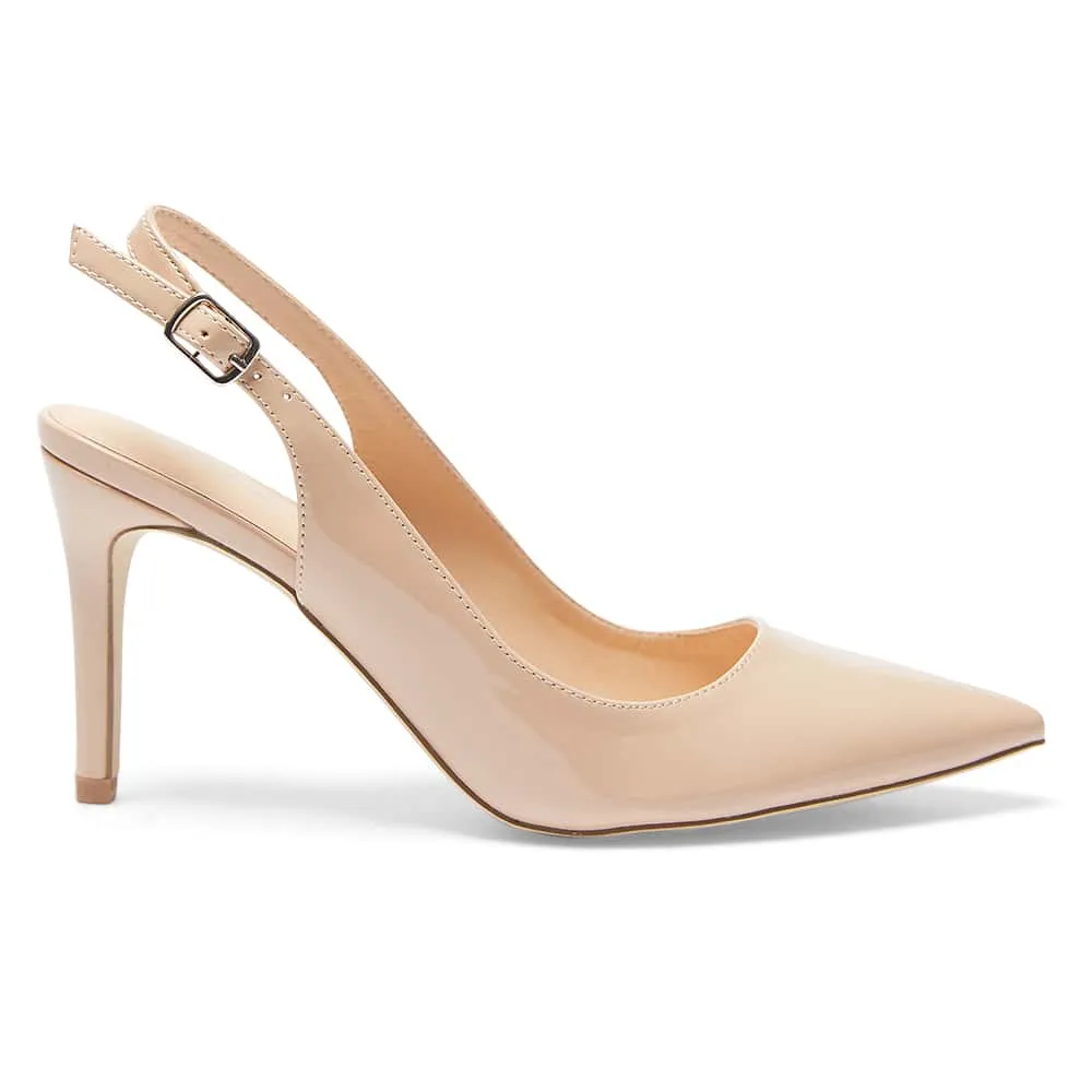 Whiz Heel in Nude Patent