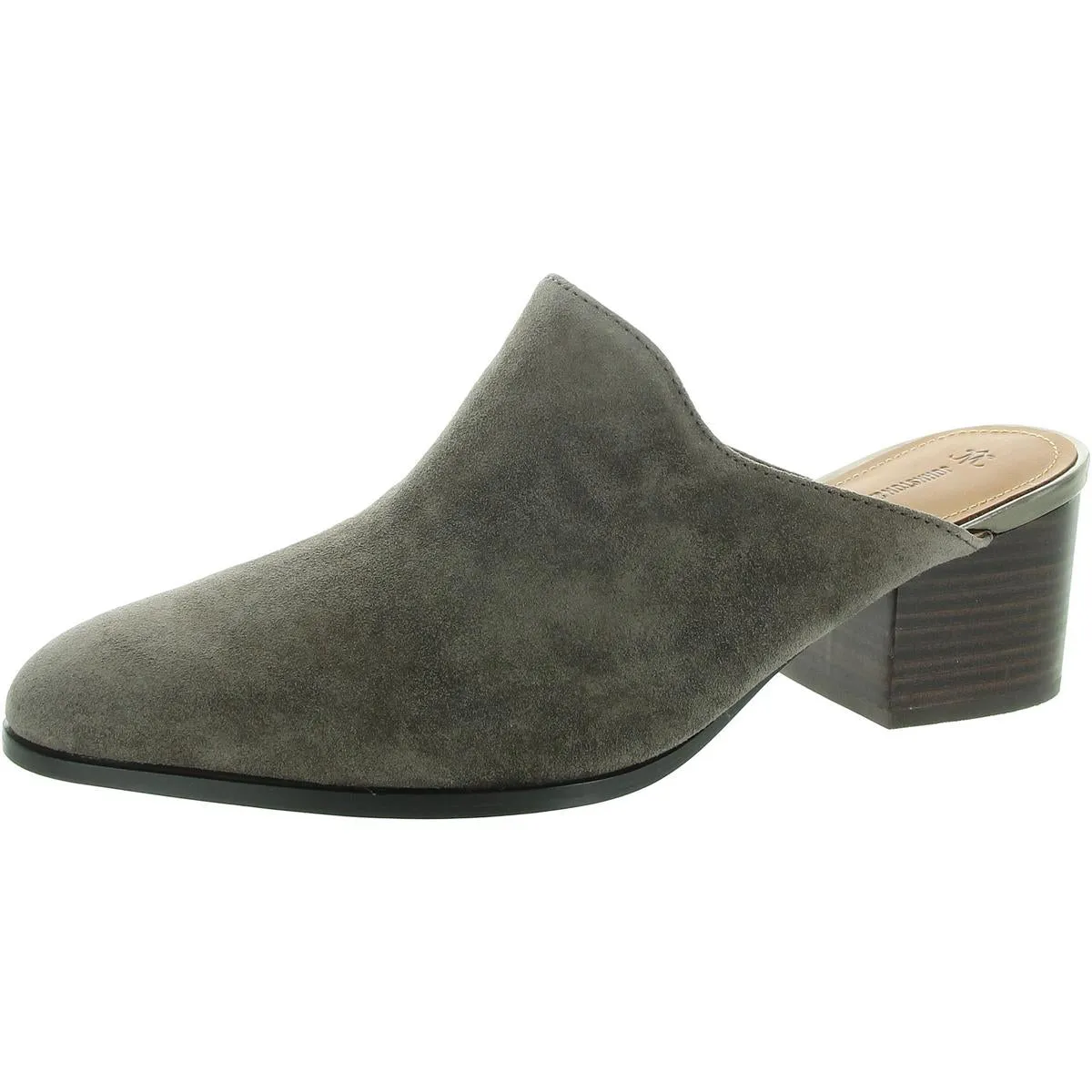 Womens Block Heel Suede Mules