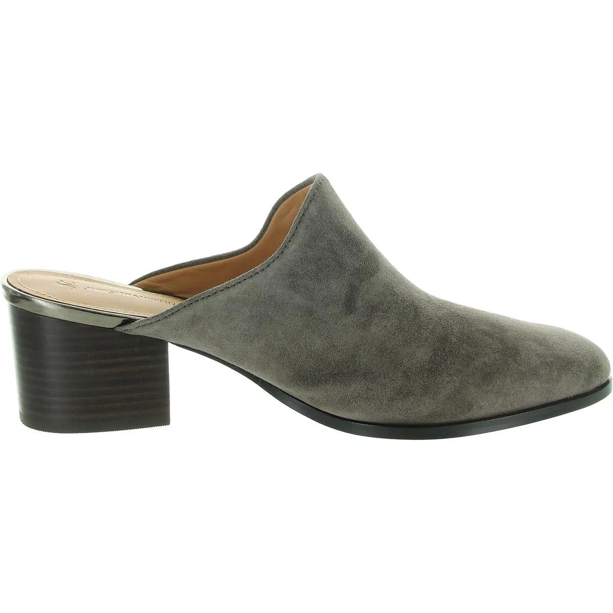 Womens Block Heel Suede Mules