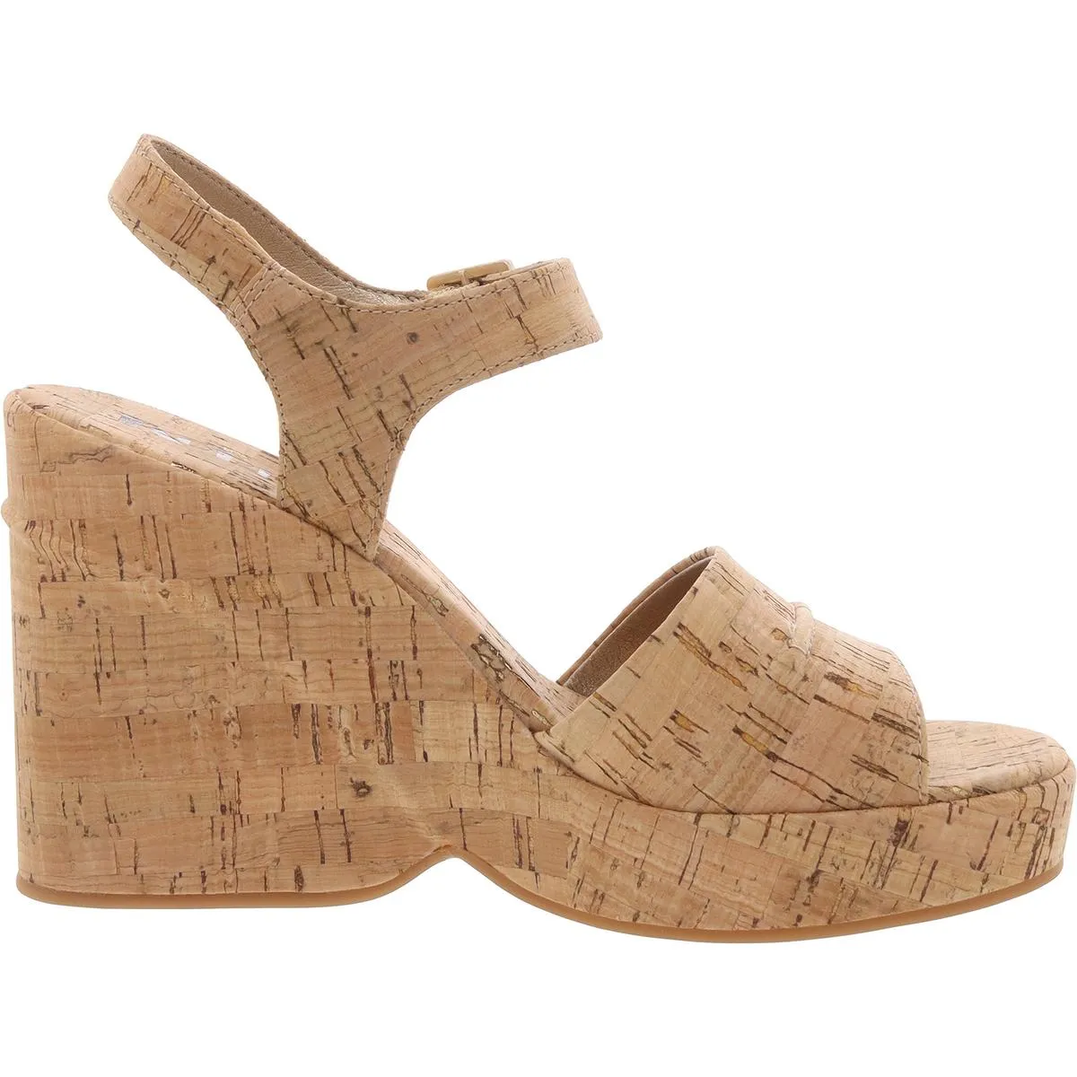 Womens Buckle Cork Wedge Heels