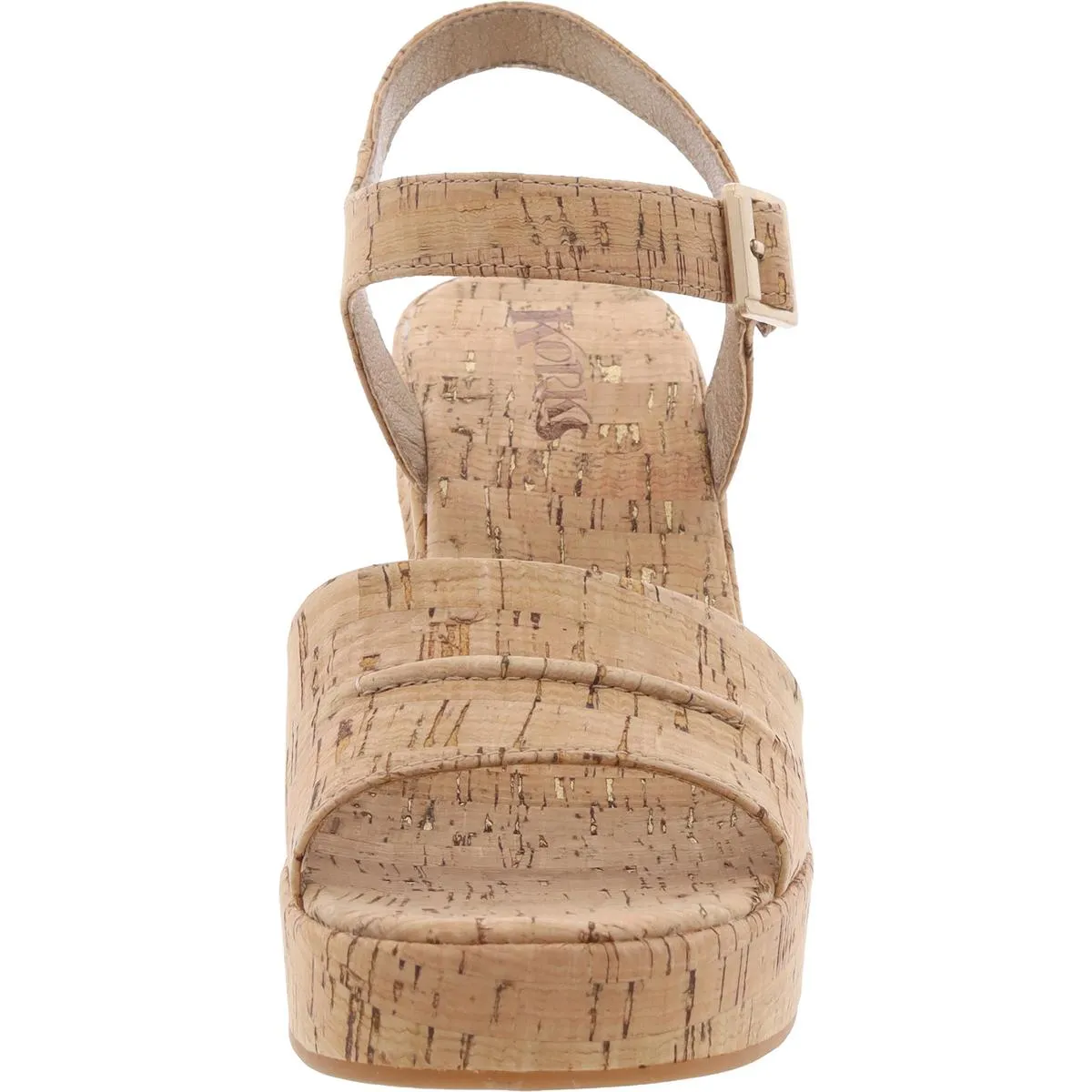 Womens Buckle Cork Wedge Heels