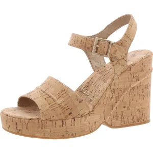 Womens Buckle Cork Wedge Heels