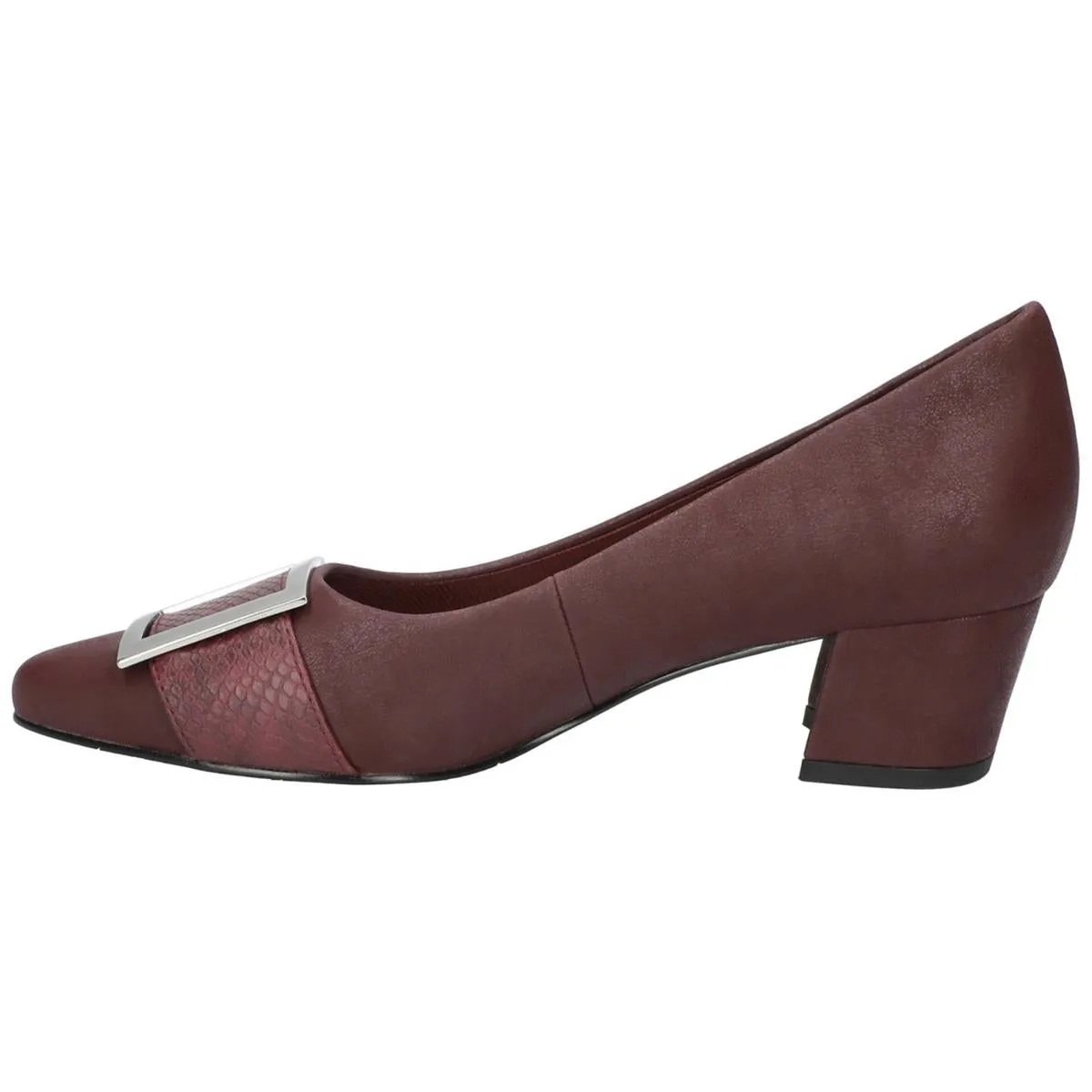 Womens Buckle Faux Leather Pumps