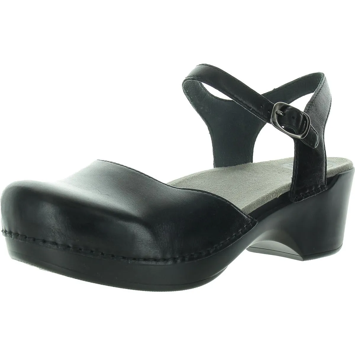 Womens Buckle Leather Slingback Heels